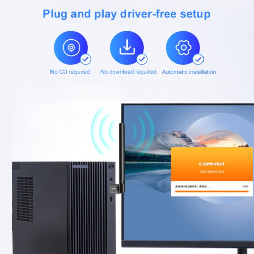 COMFAST CF-WU818N V2 Adaptateur réseau mini-USB WiFi 150 Mbps 2,4 GHz SC84051096-010