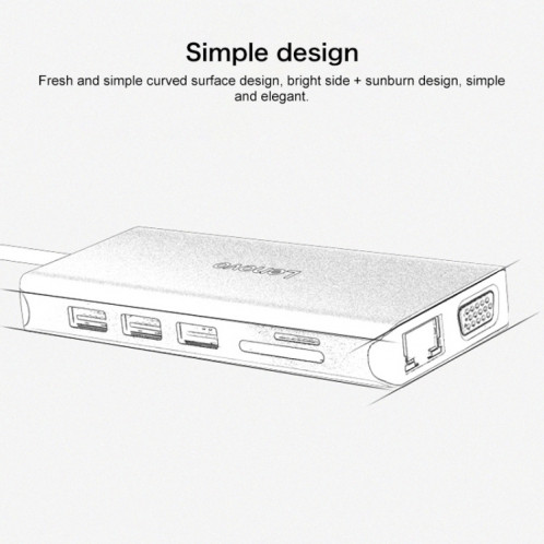 Station d'accueil de convertisseur d'interface de câble réseau Lenovo LX0801 Pro Type-C / USB-C SL8416658-012