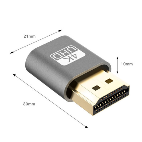 Fiche factice VGA virtuel Adaptateur HDMI 1.4 Affichage DDC EDID Emulator Headless Display (Gray) SH422H480-09