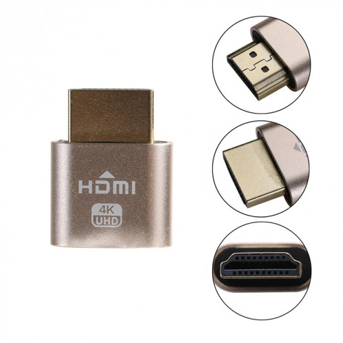 Adaptateur d'affichage virtuel VGA HDMI 1.4 DDC EDID Émulateur d'affichage sans tête à prise factice (or) SH422J1913-09