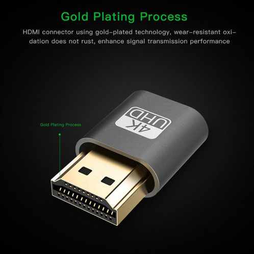 Adaptateur d'affichage virtuel VGA HDMI 1.4 DDC EDID Émulateur d'affichage sans tête à prise factice (argent) SH422S923-09
