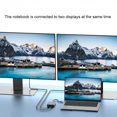 Onten 9175K 4 en 1 USB-C / Type-C vers double HDMI + USB 3.0 + PD3.0 Port de charge USB-C / Type-C Convertisseur vidéo 4K HD SO84541712-06