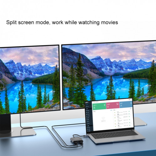 Onten 9175K 4 en 1 USB-C / Type-C vers double HDMI + USB 3.0 + PD3.0 Port de charge USB-C / Type-C Convertisseur vidéo 4K HD SO84541712-06