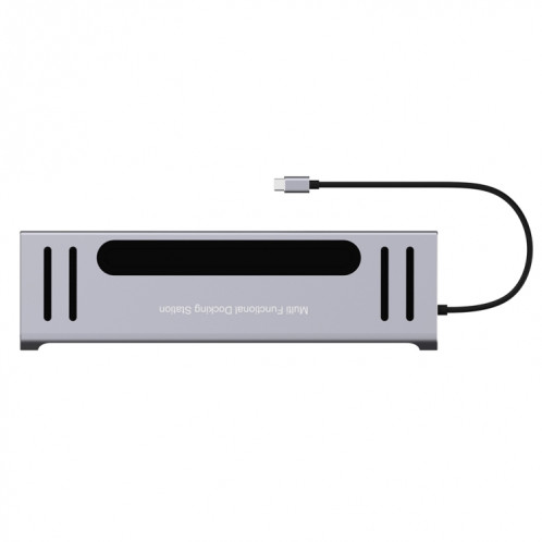 9199 12 en 1 USB-C / Type-C vers USB-C / Type-C + Emplacement pour carte TF / SD + RJ45 + Audio 3,5 mm + Chargement PD USB-C / Type-C + 2 ports HDMI + 4 ports USB 3.0 Multifonctionnel Station d'accueil pour convertisseur SH84551037-08