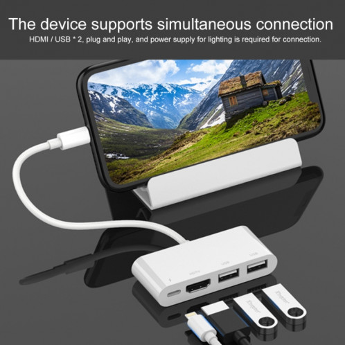 75216 4 en 1 8 broches vers HDMI + charge 8 broches + 2 ports USB convertisseur vidéo HD SH84581524-012