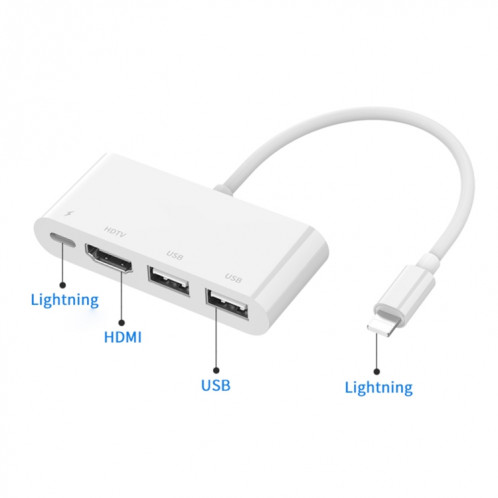 75216 4 en 1 8 broches vers HDMI + charge 8 broches + 2 ports USB convertisseur vidéo HD SH84581524-012