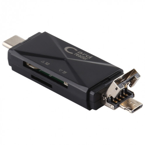 Lecteur de carte USB-C / Type-C + SD + TF + Micro USB vers USB 2.0 (noir) SH512B704-010