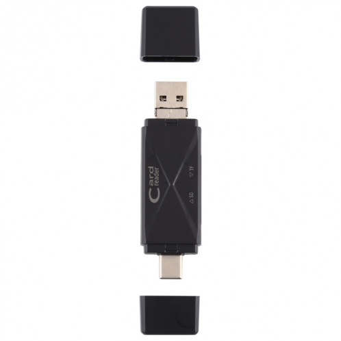 Lecteur de carte USB-C / Type-C + SD + TF + Micro USB vers USB 2.0 (noir) SH512B704-010