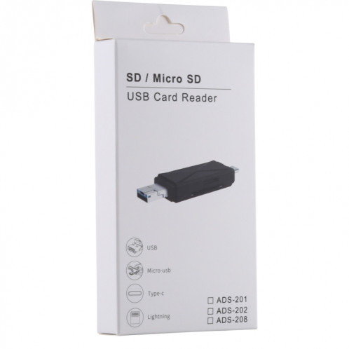 Lecteur de carte USB-C / Type-C + SD + TF + Micro USB vers USB 2.0 (noir) SH512B704-010