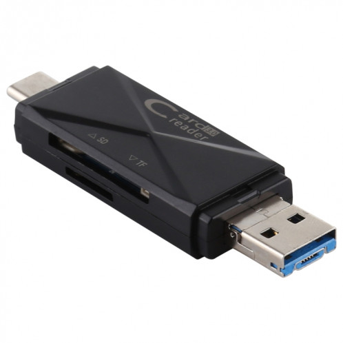Lecteur de carte USB-C / Type-C + SD + TF + Micro USB vers USB 3.0 (noir) SH513B1087-010