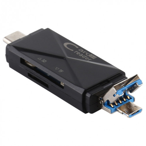 Lecteur de carte USB-C / Type-C + SD + TF + Micro USB vers USB 3.0 (noir) SH513B1087-010