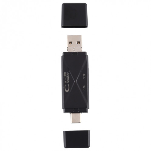 Lecteur de carte USB-C / Type-C + SD + TF + Micro USB vers USB 3.0 (noir) SH513B1087-010