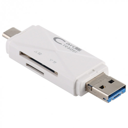 Lecteur de carte USB-C / Type-C + SD + TF + Micro USB vers USB 3.0 (blanc) SH513W1019-010