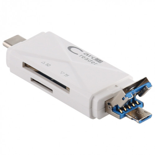 Lecteur de carte USB-C / Type-C + SD + TF + Micro USB vers USB 3.0 (blanc) SH513W1019-010
