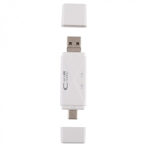 Lecteur de carte USB-C / Type-C + SD + TF + Micro USB vers USB 3.0 (blanc) SH513W1019-010