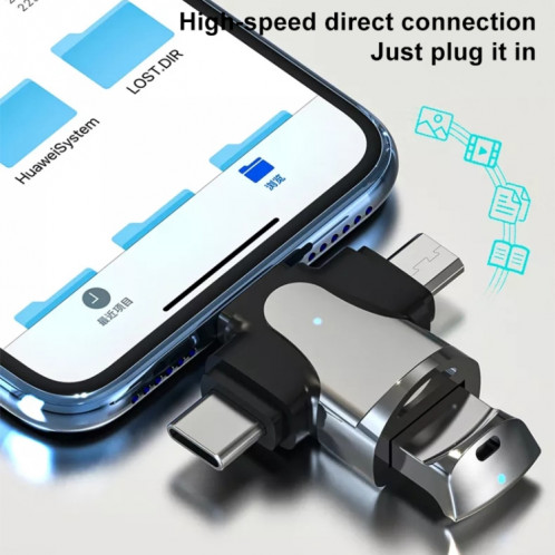 3 en 1 8 broches + USB-C / Type-C + micro USB mâle à l'adaptateur d'alliage de zinc femelle USB 3.0 SH8516526-07