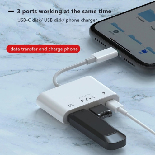 S-221 3 in 1 8 Pin Male to 8 Pin Power + USB-C / Type-C + USB Camera Female Adapter SH8534873-07