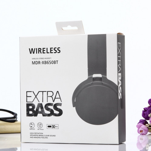 Casque casque Bluetooth sans fil MDR-XB650BT Pliant Stereo Headphone sans fil Bluetooth, prise en charge de 3,5 mm d'entrée audio et d'appel mains libres (gris) SH643H351-07