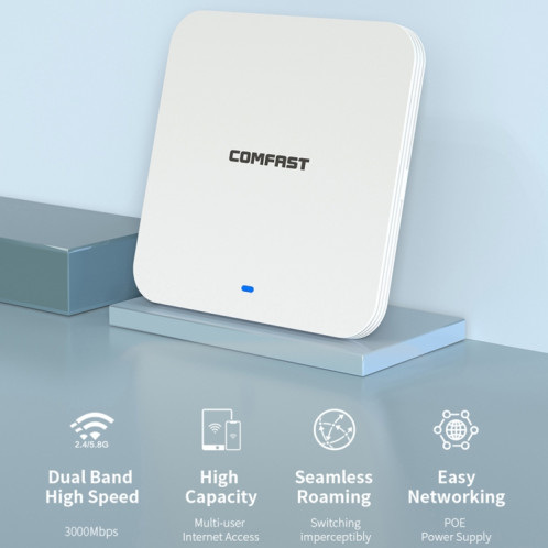 Routeurs sans fil, COMFAST CF-E395AX 3000 Mbps WiFi6 2,4 G et 5,8 GHz double bande pour plafond intérieur sans fil AP SC8707428-016