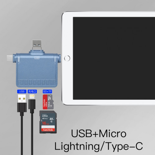 NK-939C 3 en 1 station d'accueil multifonctionnelle USB-C / Type-C + 8pin (gris) SH742H1371-06