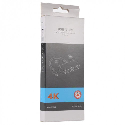 Adaptateur multifonction V83 USB-C / Type-C vers 4K HDMI / VGA + audio 3,5 mm + USB SH8819661-011