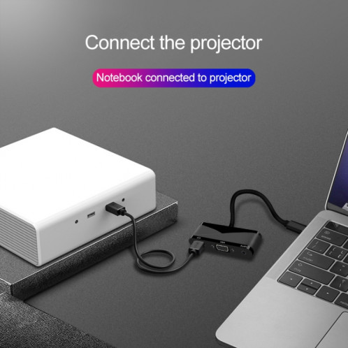 Adaptateur multifonction V83 USB-C / Type-C vers 4K HDMI / VGA + audio 3,5 mm + USB SH8819661-011
