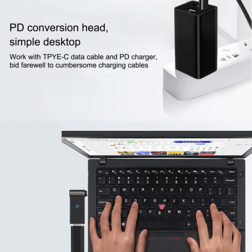 100W USB-C / TYPE-C femelle à DC 5,5 x 2,5 mm Adaptateur de chargement d'ordinateur pour Lenovo SH8872290-05