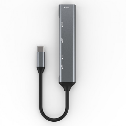 C-805 5 en 1 USB-C / Type-C à 3 Adaptateur de lecteur de carte USB 3.0 + TF / SD SH8939422-05