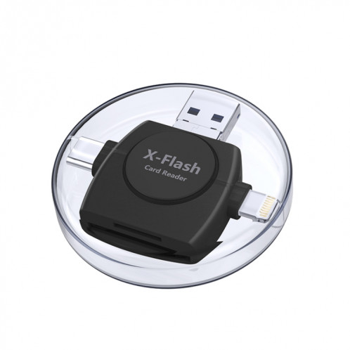 X-Flash R01 3 en 1 8 broches + USB-C / Type-C + Micro USB Interface lecteur de carte SD / TF (noir) SH991B129-08