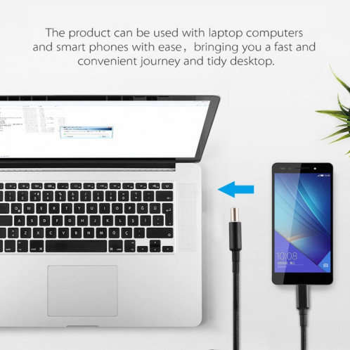 PD 100W 7,4 x 0,6 mm mâle vers USB-C / Type-C câble de charge d'alimentation en nylon mâle pour Dell, longueur du câble: 1,7 m SH9001993-06