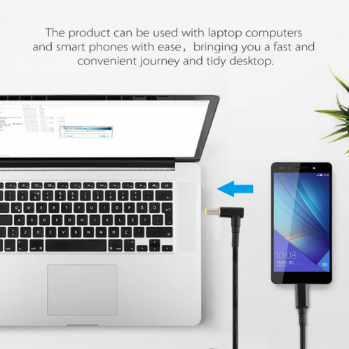 PD 100W 5.5 x 2.5mm Coude mâle vers USB-C / Type-C Câble de charge d'alimentation en nylon mâle, longueur du câble: 1,7 m SH9004201-06