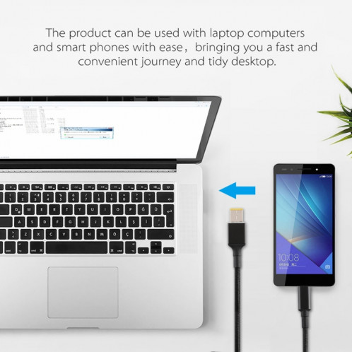 Big Square Male vers USB-C / Type-C Câble de charge d'alimentation en nylon mâle pour Lenovo, longueur du câble: 1,7 m SH9005447-06