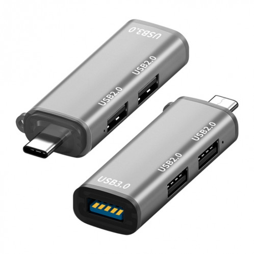 ADS-302C 3 en 1 Station d'accueil de moyeu C / USB-C (gris argenté) SH15SH908-07