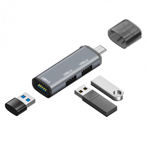 ADS-302C 3 en 1 Station d'accueil de moyeu C / USB-C (gris argenté) SH15SH908-07