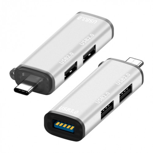 ADS-302C 3 en 1 Station d'accueil de ventre multi-fonction C / USB-C (argent) SH015S613-07