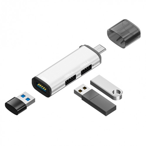 ADS-302C 3 en 1 Station d'accueil de ventre multi-fonction C / USB-C (argent) SH015S613-07