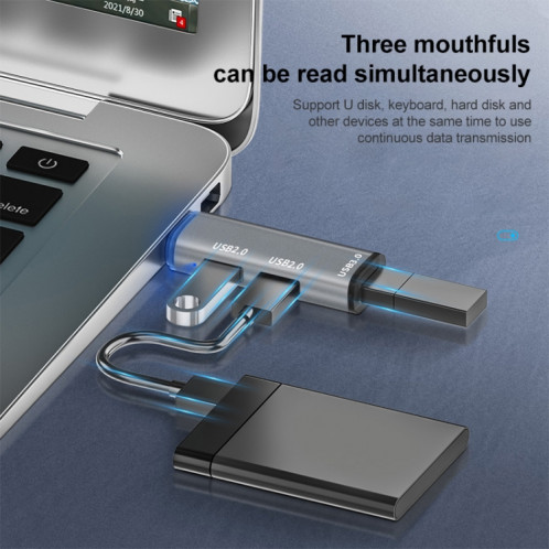 ADS-302C 3 en 1 Station d'accueil de moyeu C / USB-C (gris argenté) SH15SH908-07