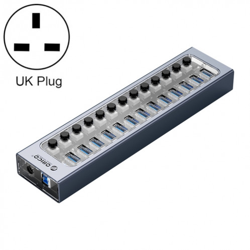 Orico AT2U3-13AB-GY-BP 13 PORTS USB 3.0 HUB avec interrupteurs individuels et indicateur de LED bleu, fiche US SO44UK525-010