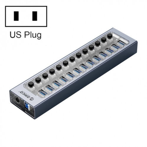 Orico AT2U3-13AB-GY-BP 13 PORTS USB 3.0 HUB avec interrupteurs individuels et indicateur de LED bleu, fiche US SO44US156-010