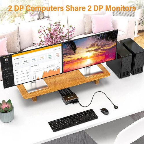 KC-KVM202DPA-USB2.0 Commutateur KVM DP 3DP+3DP (noir) SH170B1098-07