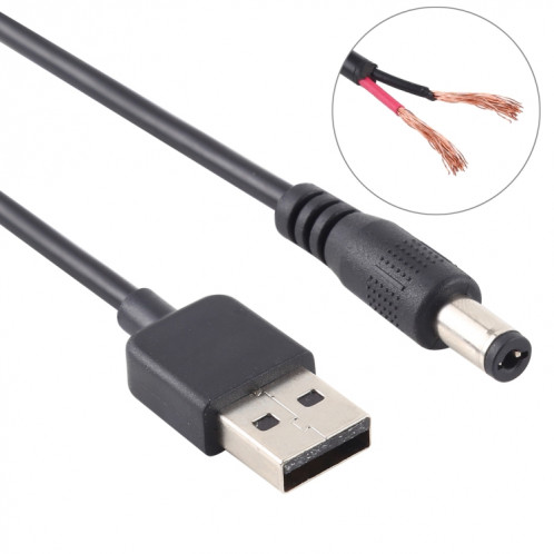 Câble de prise d'alimentation CC 3A USB vers 5,5 x 2,1 mm, longueur: 1 m SH92111933-04