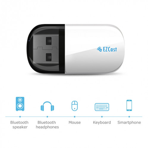 EZCast EZC-5200BS Adaptateur sans fil WiFi double bande 600 Mbps + Bluetooth USB 2.0 (blanc) SH415W1762-011