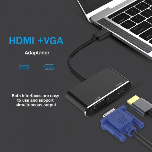 Adaptateur 2 en 1 USB 3.0 vers HDMI + VGA (Argent) SH430S365-011