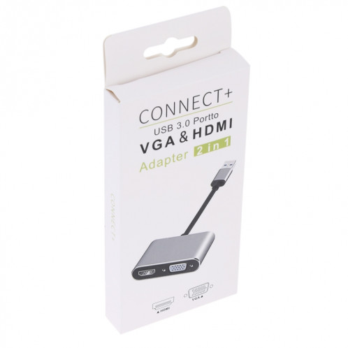 Adaptateur 2 en 1 USB 3.0 vers HDMI + VGA (Argent) SH430S365-011