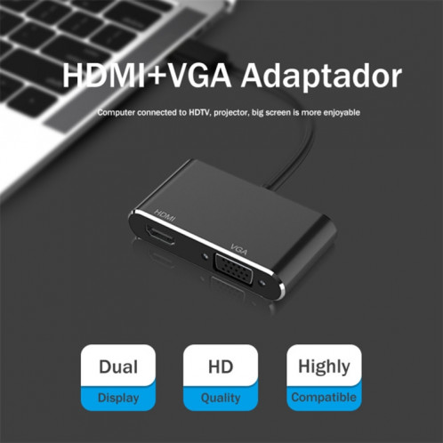 Adaptateur 2 en 1 USB 3.0 vers HDMI + VGA (Argent) SH430S365-011