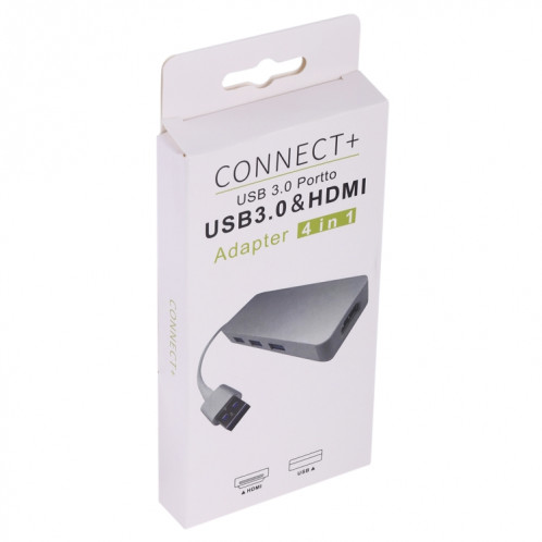 4 en 1 USB 3.0 à 3 x USB 3.0 + adaptateur HDMI (argent) SH431S1912-06
