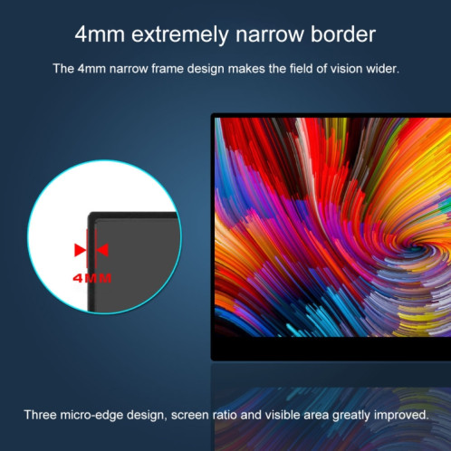 15,6 pouces 1080P Moniteur d'affichage à LED portatif HD IPS grand angle de 178 degrés SH95251436-015