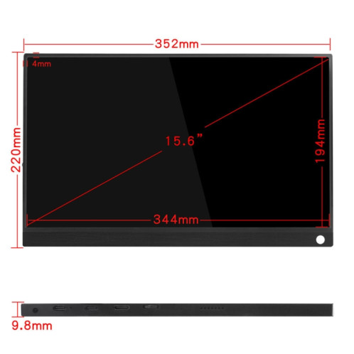 15,6 pouces 1080P Moniteur d'affichage à LED portatif HD IPS grand angle de 178 degrés SH95251436-015