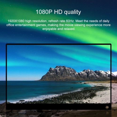15,6 pouces 1080P Moniteur d'affichage à LED portatif HD IPS grand angle de 178 degrés SH95251436-015