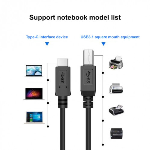 Câble de données USB-C 3.1 / Type-C mâle vers USB BM, longueur: 1 m SH96011004-08